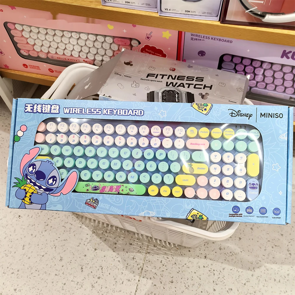 

Stitch Kuromi Wireless Keyboard Anime Figures Themed Bluetooth Keyboard Cute Kitty Cat Characters Girls Birthday Gifts Kids Toy