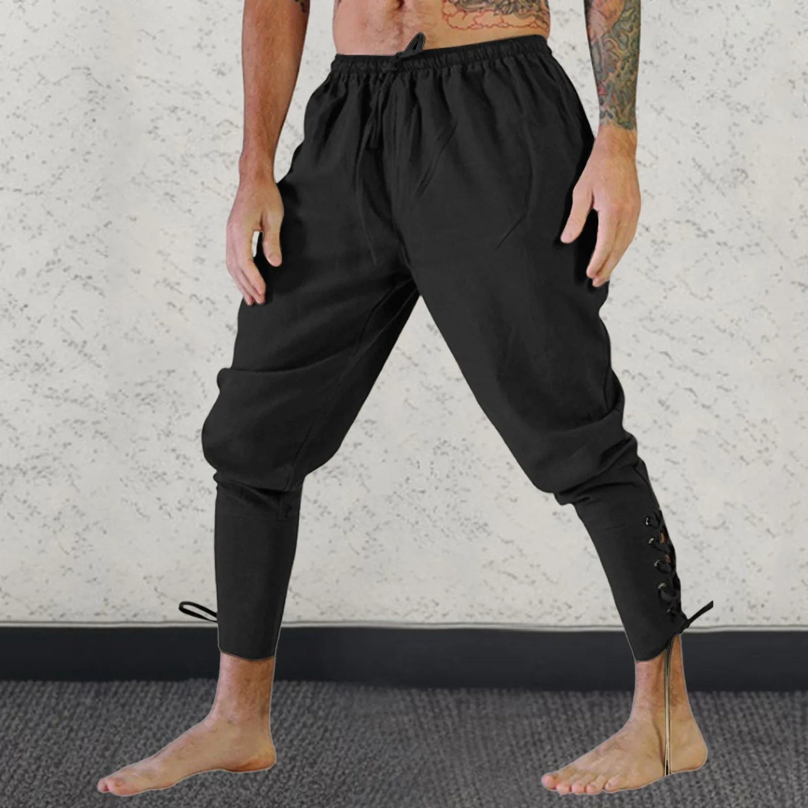 Pantalones medievales renacentistas para hombre, pantalones largos góticos Retro con tobilleras, pantalones con cordón, pantalones de pirata, disfraces de Cosplay