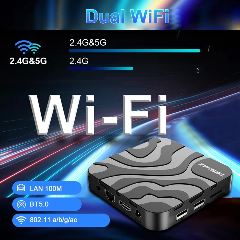 T95 Max Smart TV Box Android 14 8K ثنائي النطاق WiFi 2.4G/5G Bluetooth 5.0 Streaming Media Player Set Top Box لجوجل Netflix