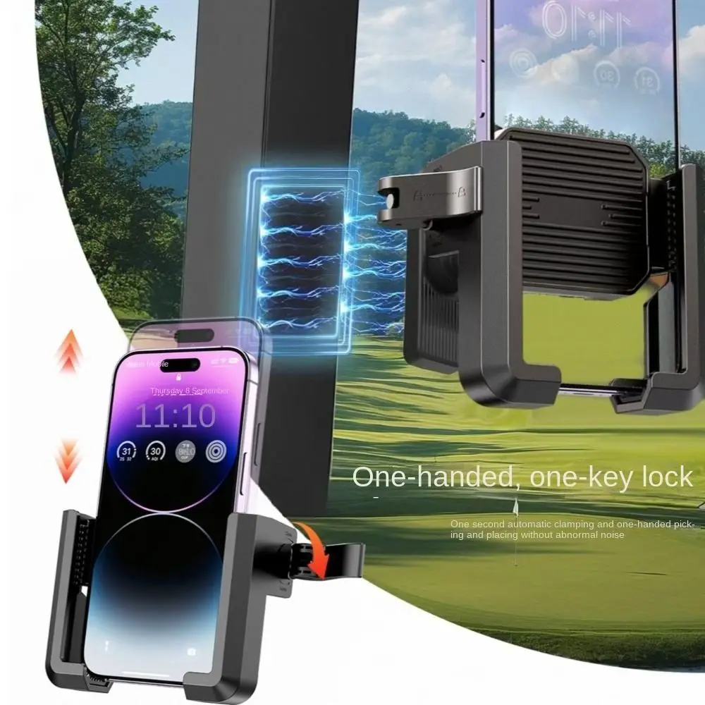 High Quality Portable Golf Cart Phone Holder Stable ABS Mobile Phone Stand Black Magnetic Holder Spinning Bike