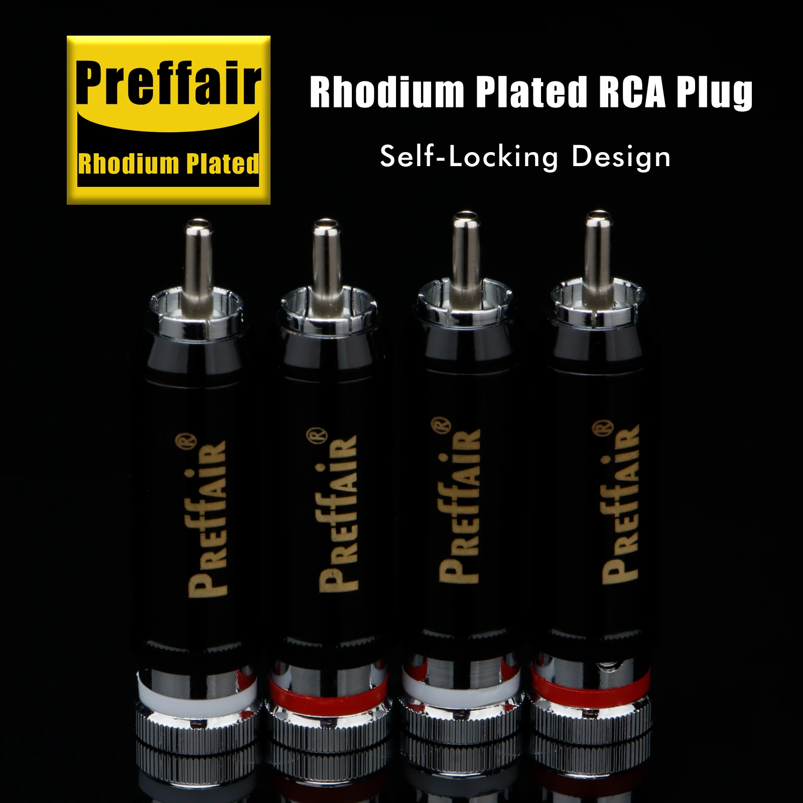 

4PCS High Quality Rhodium-Plated RCA Plug Connector Self Locking Audio Cable Adapter For Audio Signal Cable Terminal