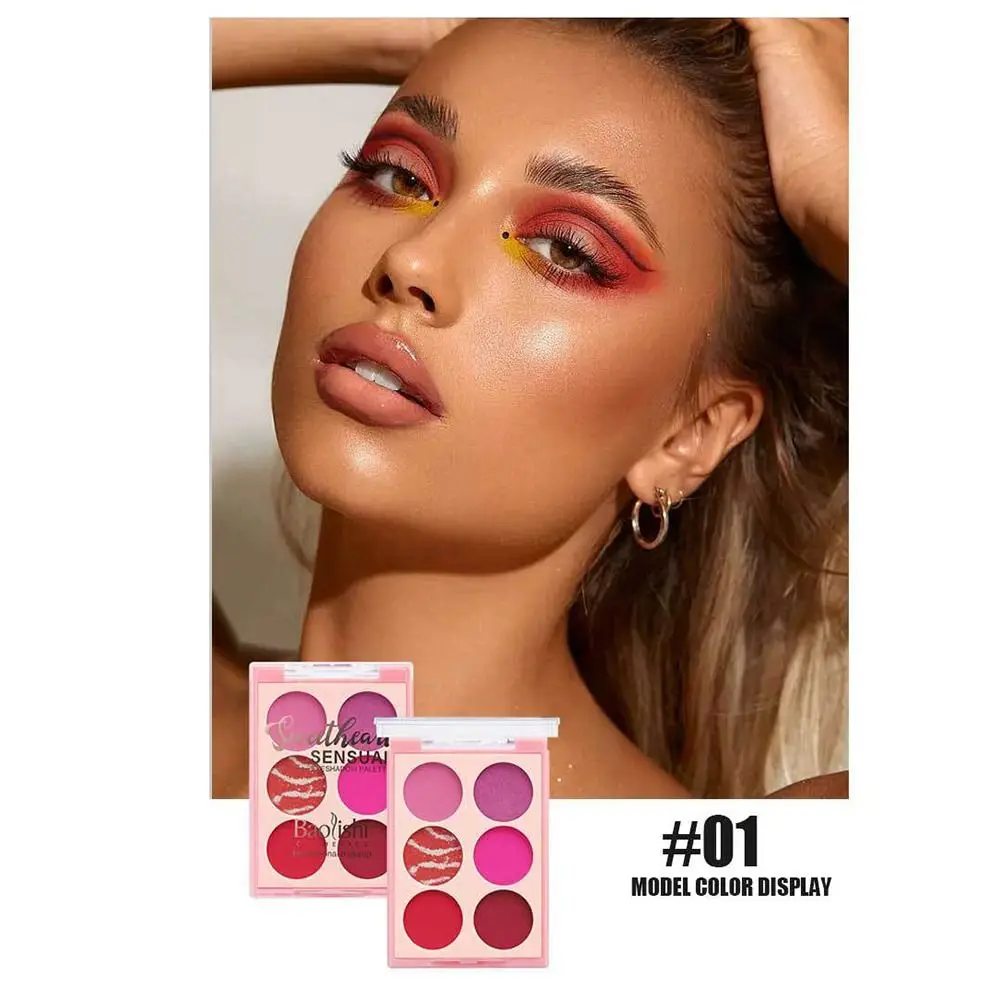 Tragbare bunte 6 Farben matte Lidschatten schweiß fest wasserdicht rauchig Lidschatten Palette schillernden langlebigen Make-up-Tool