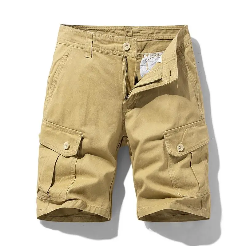 

Men's Outdoor Workwear orts Multiple kets Loose Fit Cotton Khaki Summer Busin Casual orts Korean Sle Five-Quarter...