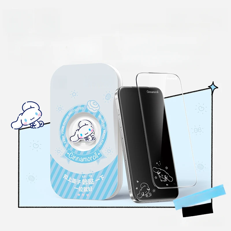 Kawaii Cartoon Cinnamoroll Onzichtbare Schermbeschermer voor iPhone 17 Air 16e 15 14 13 Pro Max Kt Kat Gehard Glas Volledige Bescherming