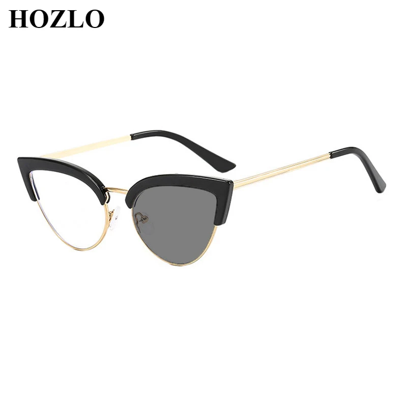 New2022 Fashion Europe America Women Cat Eyes Semi Rim Photochromic Reading Glasses Female Presbyopic Hyperopia Sunglasses 0~+4