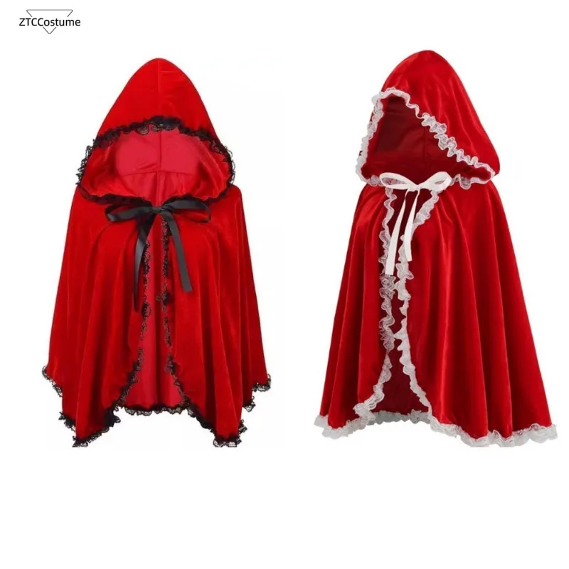 Capa de Navidad roja Capa de Navidad para adultos Capa Caperucita Roja Capa de Navidad Fiesta Ropa para el escenario