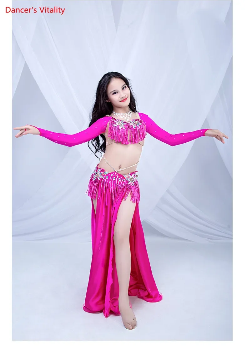 Custom Made Belly Dance Set Children\'s Costumes New Two-Piece Bra+Long Skirt Dance Dance Skirt Long Sleeve Costumes