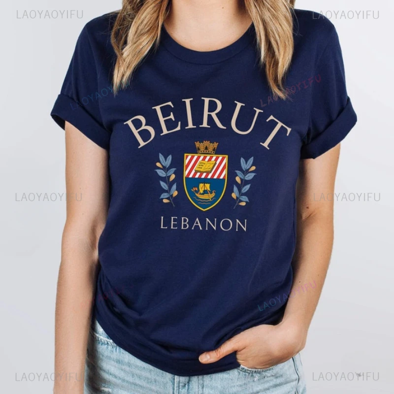 Trendy Beirut Tshirt Lebanon T-shirt Unisex High Quality Cotton Short-sleev T Shirt Lebanese logo Graphic T Shirts Women Clothes