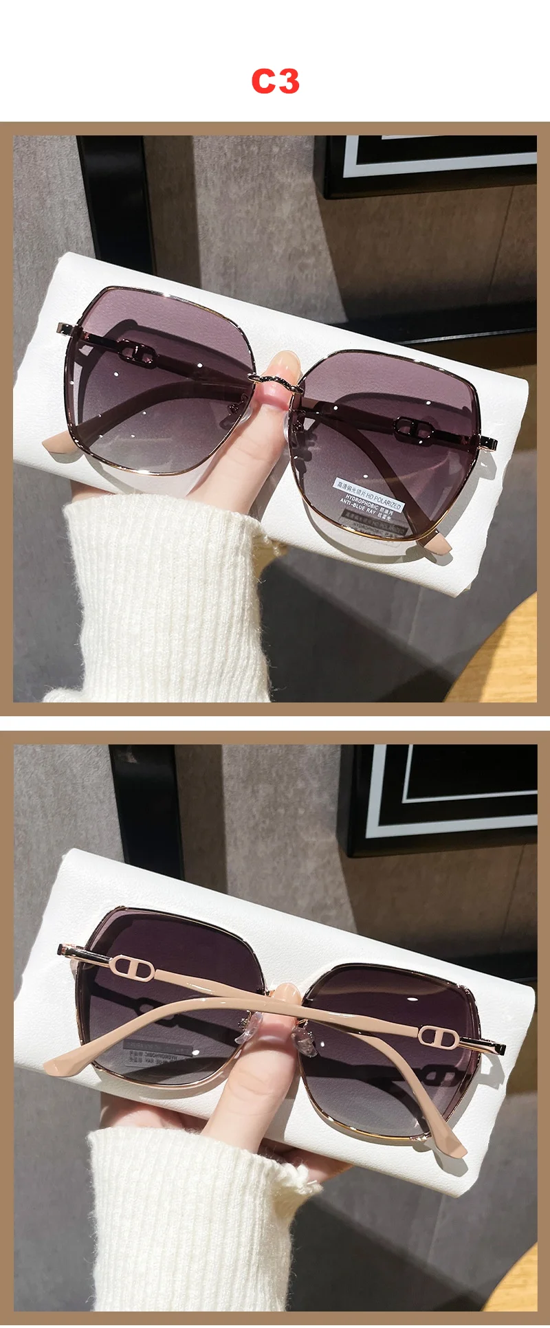 Luxuriöse polarisierte Sonnenbrille für Damen – Hochwertige, leichte DS-3134 im neuen Stil – Modisches Augenschutz-Accessoire – Detail 8