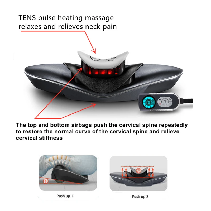 Customizable Home Neck Traction Device Low-Frequency Pulse Massager Improves Cervical Curvature Relaxes Muscles