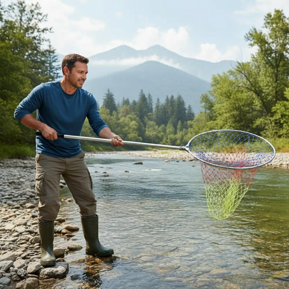 40cm 50cm Fischernetz Faltbares Fischlandungsnetz Ultraleichtes Titanlegierungs-Tieffangnetz Werkzeug Zubehör – Detail 11