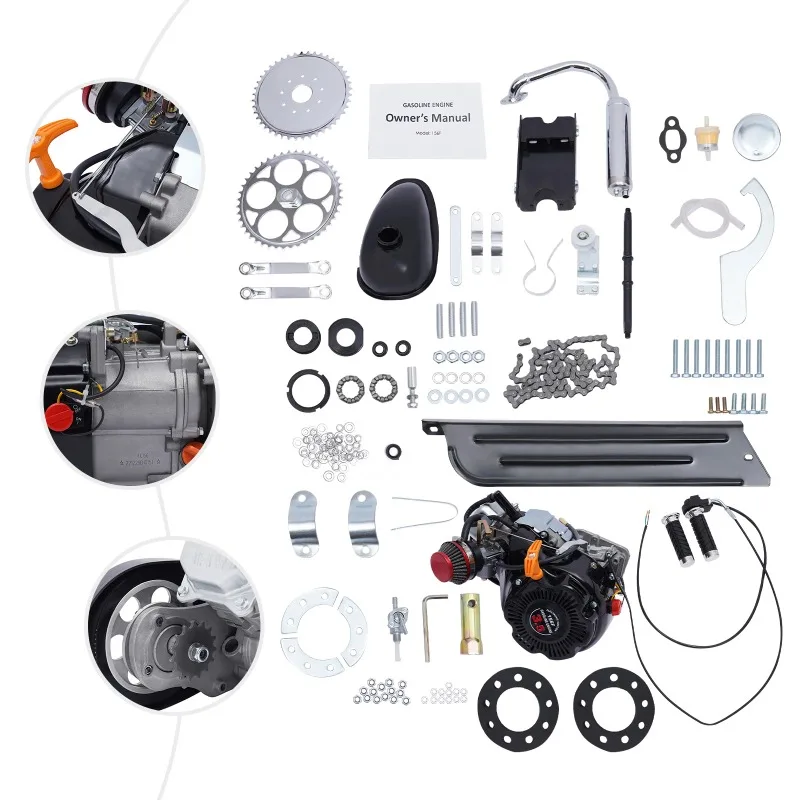 for Quiet Bike Conversion 100cc 2-Stroke Bicycle Engine Kit, 3.5HP, 3600RPM, 0.52 Gal Fuel Tank, Complete Kit
