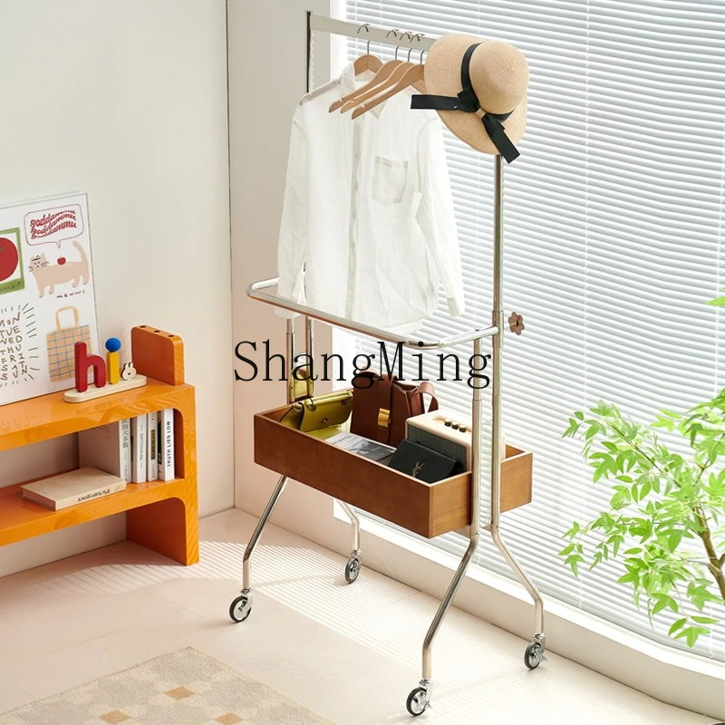 

ZYY light luxury floor coat rack, full-length mirror integrated bedroom movable and does not take up space to hang hangers