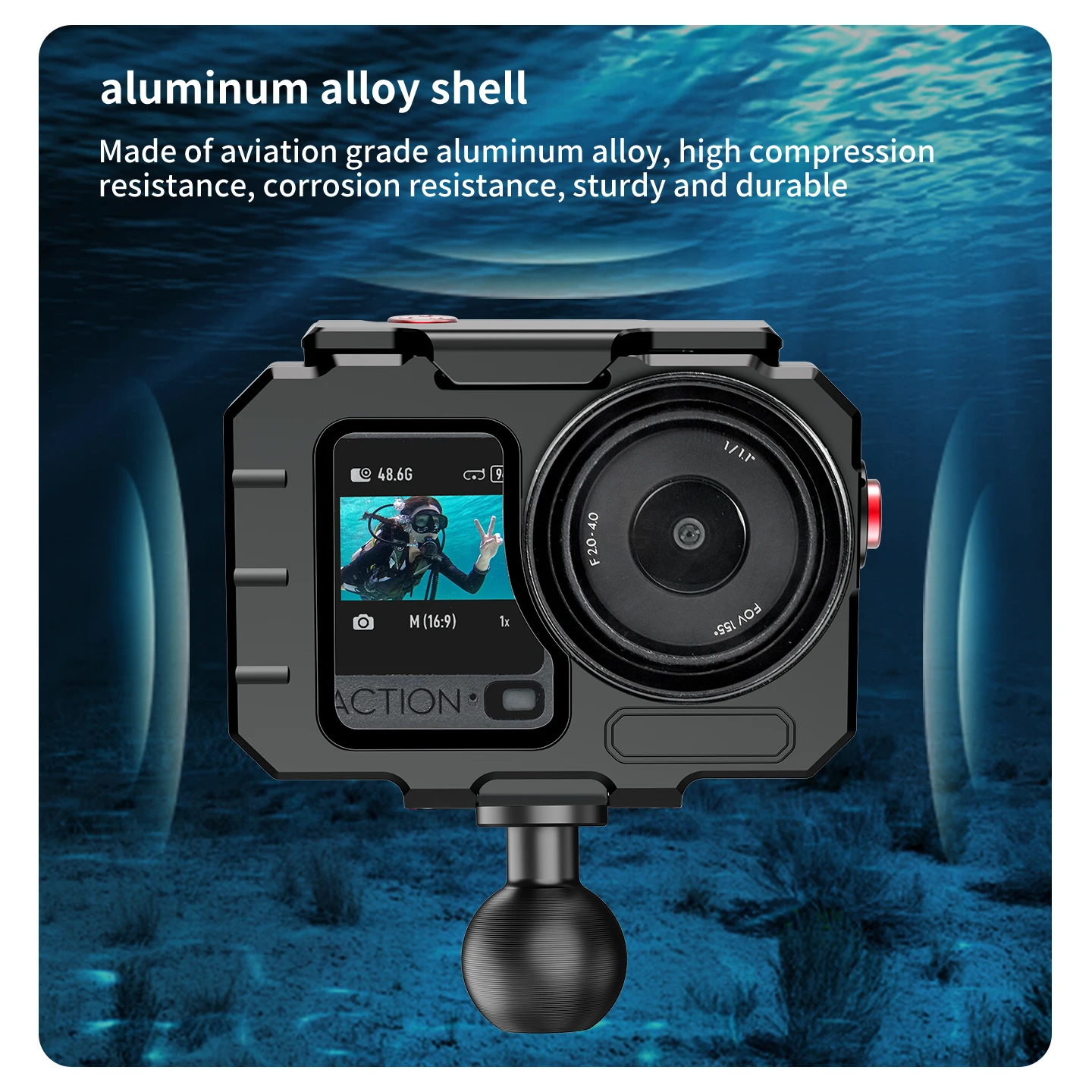 80m Wasserdichtes Gehäuse für DJI Osmo Action 6 Aluminiumlegierung Kamera-Tauchgehäuse Magnetischer Schnellverschluss Vertikal-Horizontal-Umschaltung – Detail 8