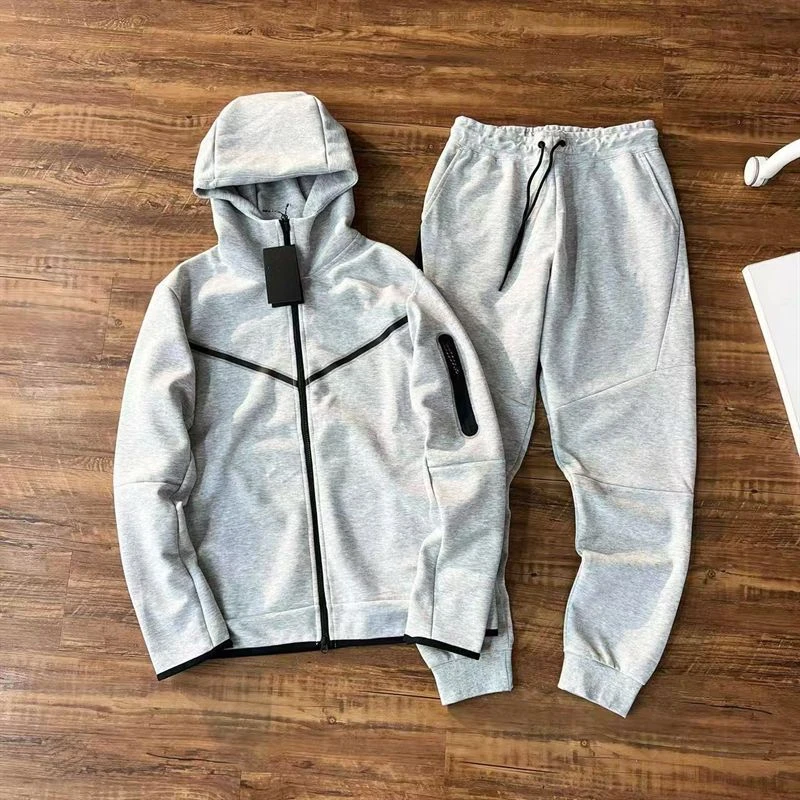 Men's Slim-fit Cardigan Hoodie High Quality Men's Sports Tech Fleece Winder Jacket Hoodie Set Top Set