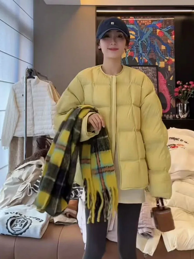 

European Sle Warmth Bread Coat Women Winter New Loose ort Lightweight Collarl down Cotton Jaet Korean Version Commute