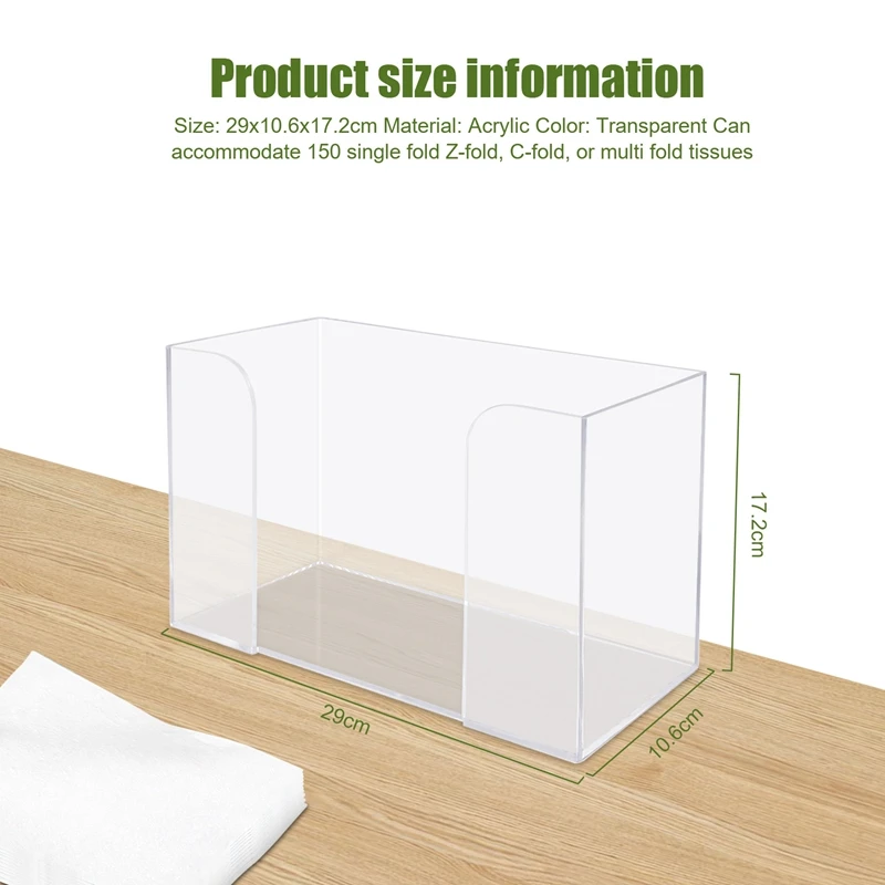 Countertop Paper Towel Dispenser,Clear Guest Towel Napkin Holder, Suitable For Z-Fold, C-Fold Or Multi-Fold Paper Towels