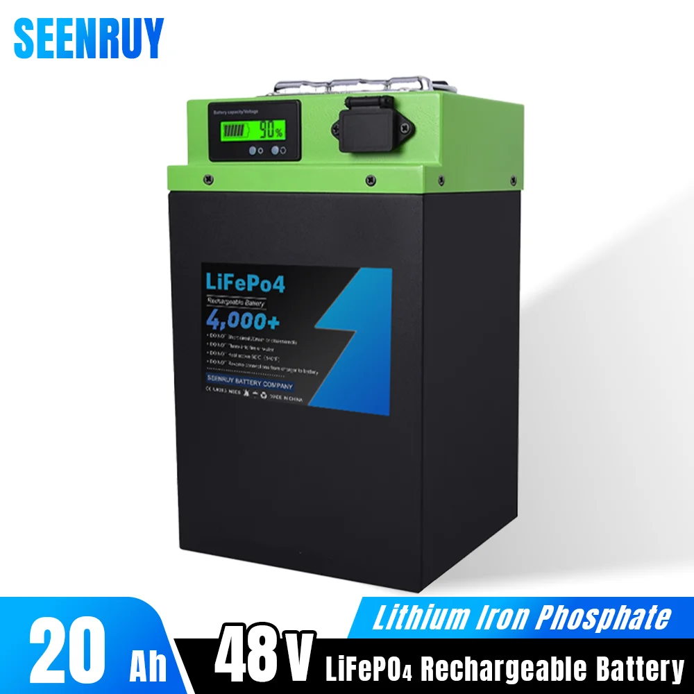 48V 20Ah LiFePO4 Rechargeable Battery Pack Built-in Bluetooth BMS for Electric motorcycle golf cart with 5A Charger