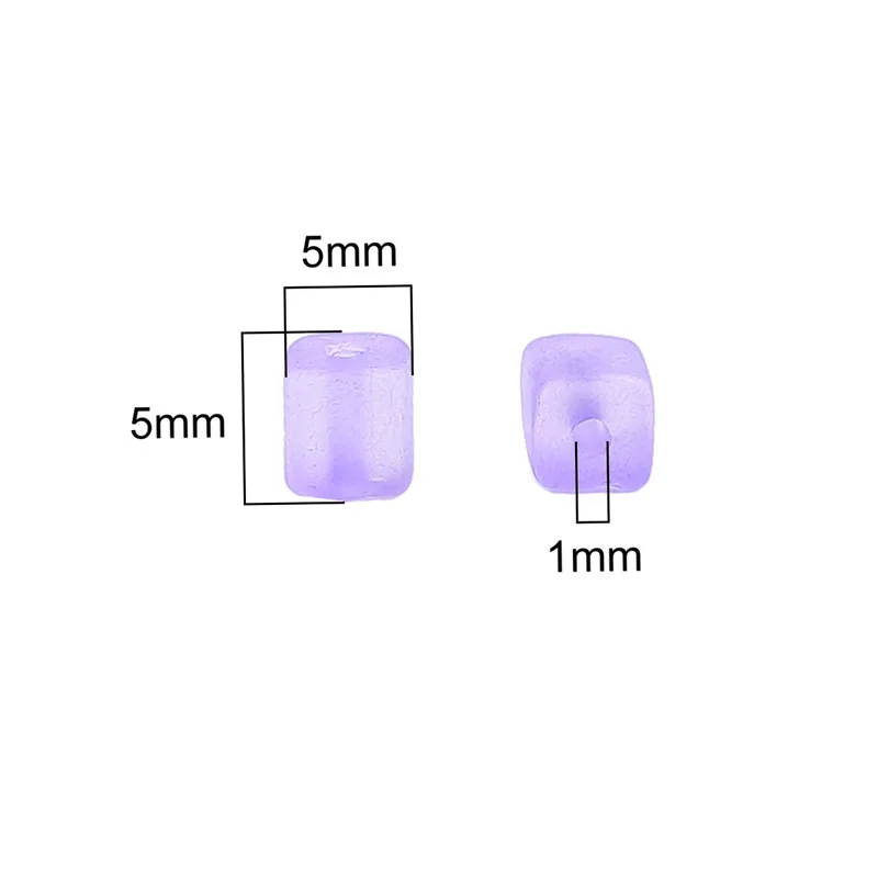 5MM Frosted Glass Imitation Sugar Cube Loose Beads For Jewelry Making DIY Necklace Bracelet Accessories