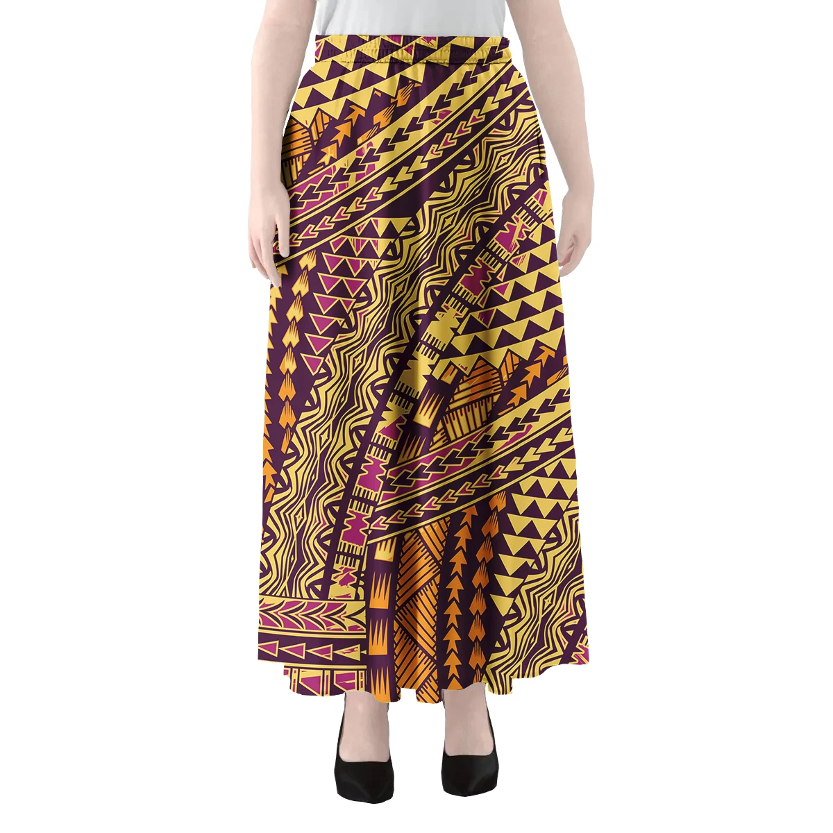 Ladies Island Style Puletasi Samoa Plus Size Print Maxi Skirts Elegant Women Custom Polynesian Pattern Skirt