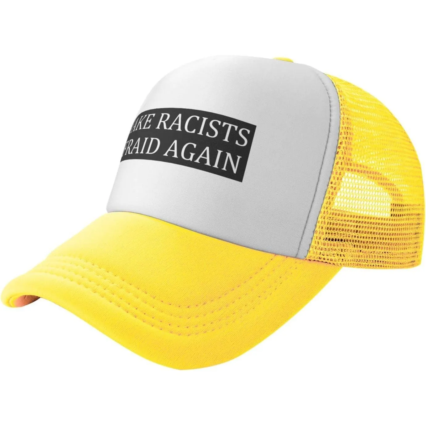 Make Racists Afraid Again Trucker Hat Polyester Mesh Snapback Cap Adjustable Unisex Casual
