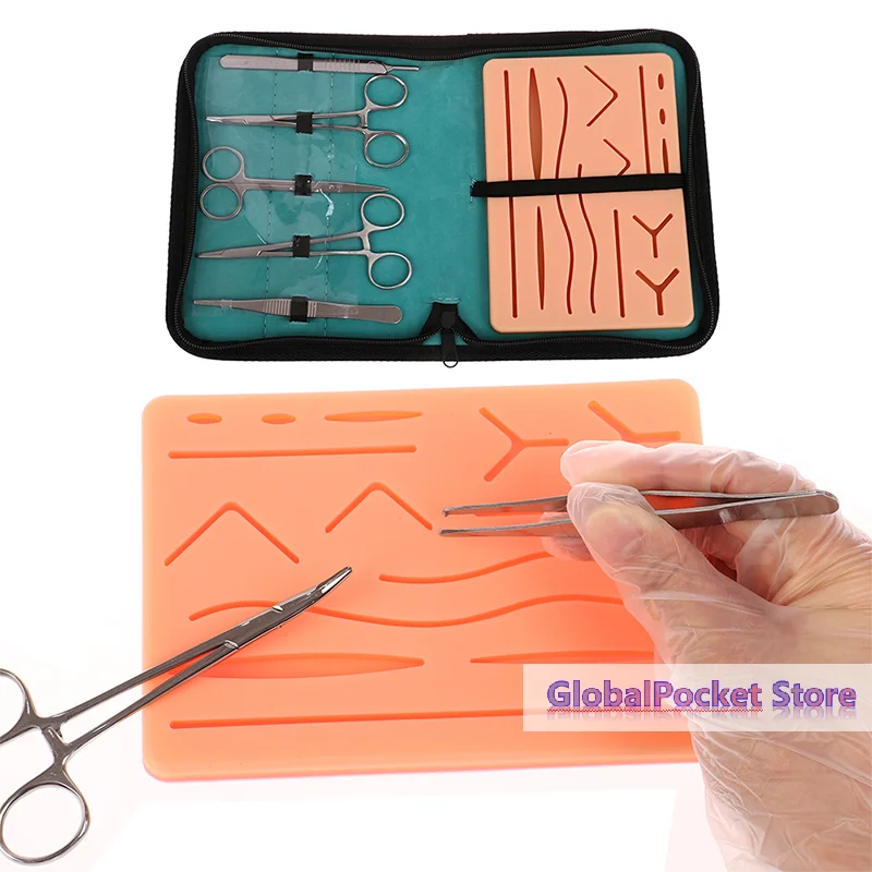Wound skin practice pad suture training kit surgery bra set seams surgical thread needles scissors suture material surgeon kit