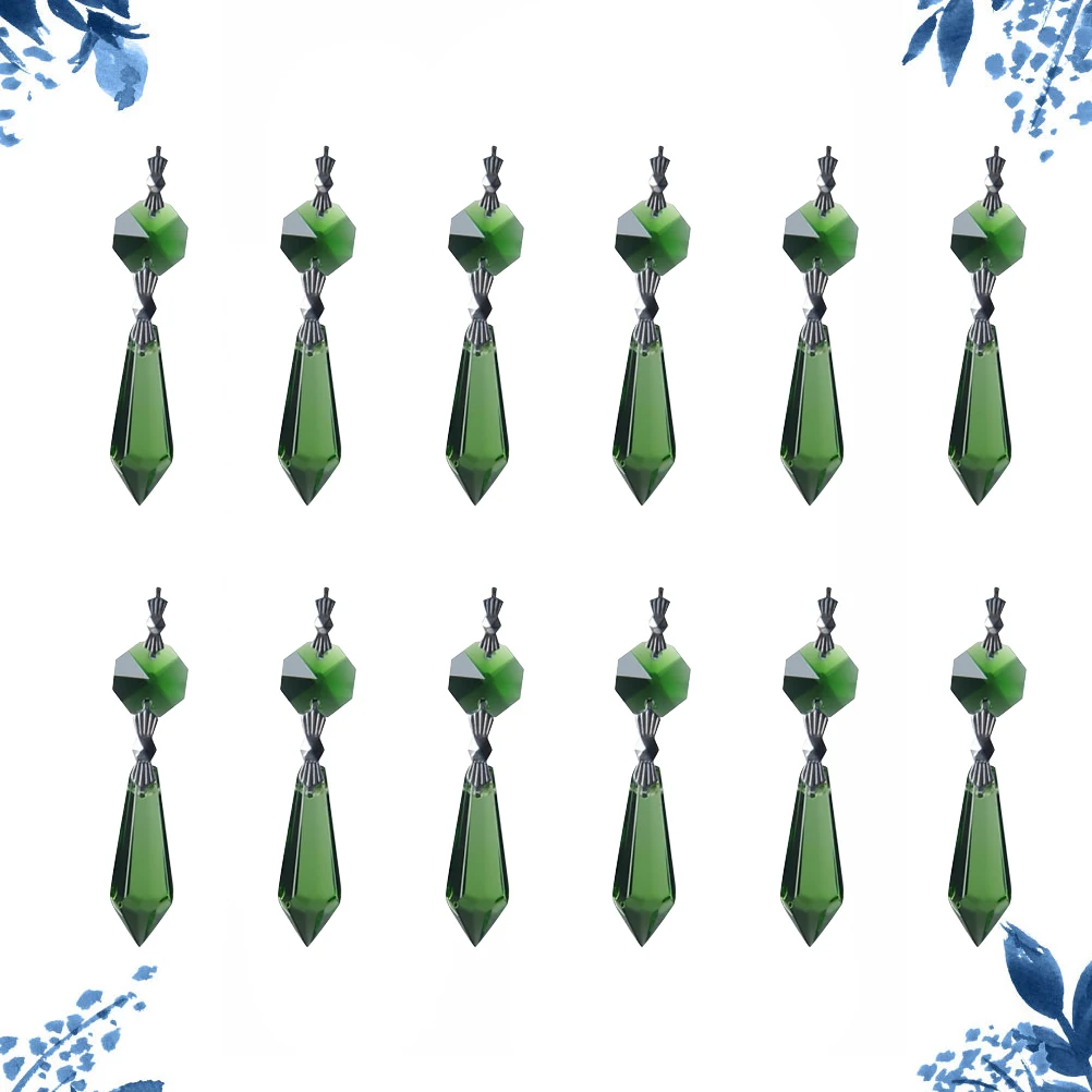 

12 Pcs Crystal Pendant Accessories Beads Charm Decorative Garlands Bright Green Artificial Crystal Jewelry