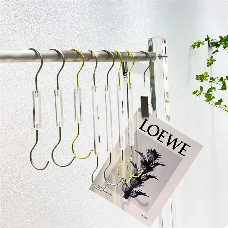 Quality Crystal Acrylic Long S Hook S-shaped Metal Hangers Transparent Clothing Store Specific Rack Scarf Hanging Prop Display