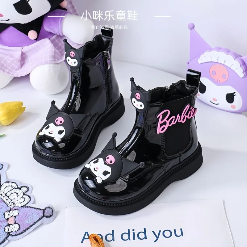 Girly Heart Kawaii Board Shoes Kawaii Kuromi Anime Pendant Cute Cartoon Martin Boots Autumn Winter Leather Shoes Gifts for Kids