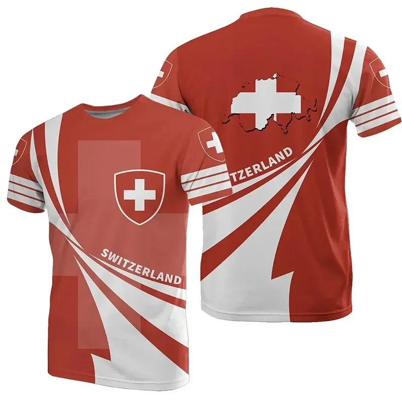 

Swiss Flag Soccer Jersey T-shirts Round Neck Men Short Sleeved Casual Sports T Shirt Switzerland Football Clubs Men Clothes