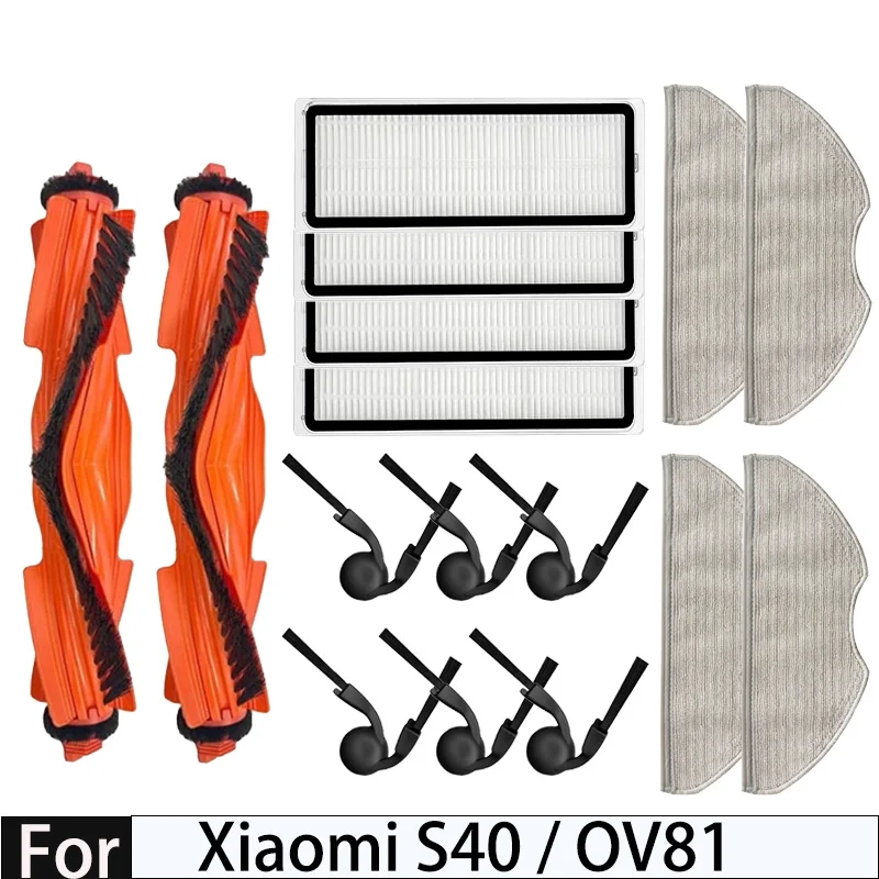 

For Xiaomi S40 / OV81 Robot vacuum cleaner Accessories Main Side Brush Mop Cloth Hepa Filter Dust Bag Replacement Spare Parts