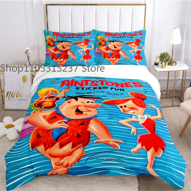 Movie The FF-Flintstones Poster Duvet Cover Sets Printed Bedding Set Double Queen King Size,Bettbezug