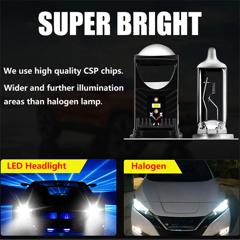 Hearxin T9 H4 LED Projector Lamp 8000LM Mini Car Bulb 55W Auto Motorcycle Turbo Lamps Dual Lens High Low Beam 9V-32V Plug&play