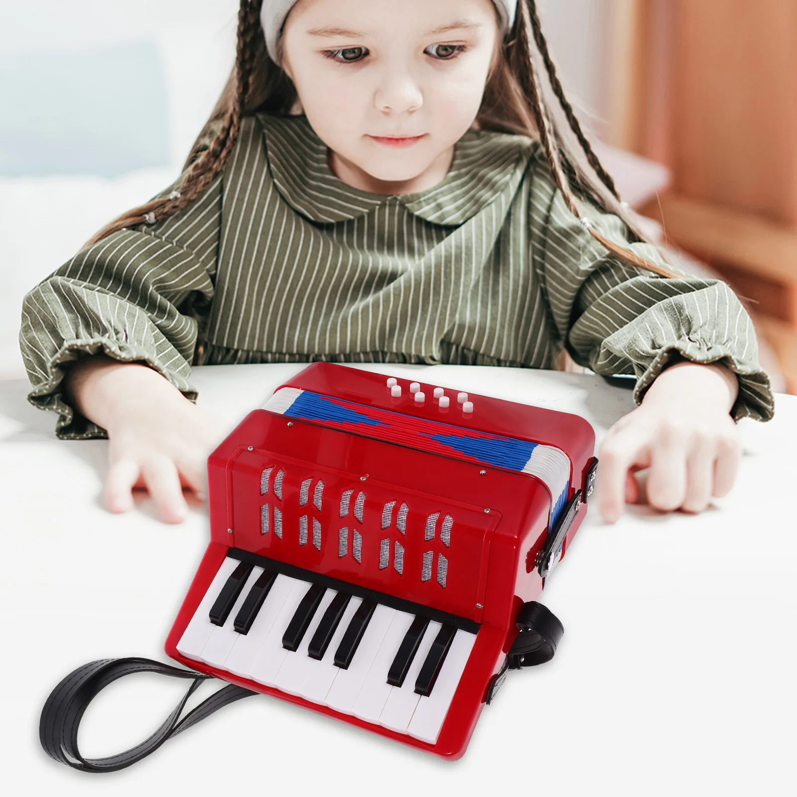 

Accordion for Children Musical Instruments Plastic Red Beginner Toy Plastic Accordion Portable Teaching Handheld