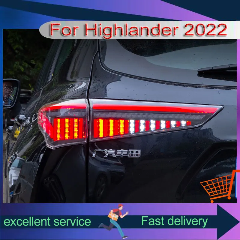 Car Styling For Toyota 2022-2023 Highlander Crown Tail Lamp Upgrade DRL Taillight LED Dynamic Turn Signal Brake Auto Accessories