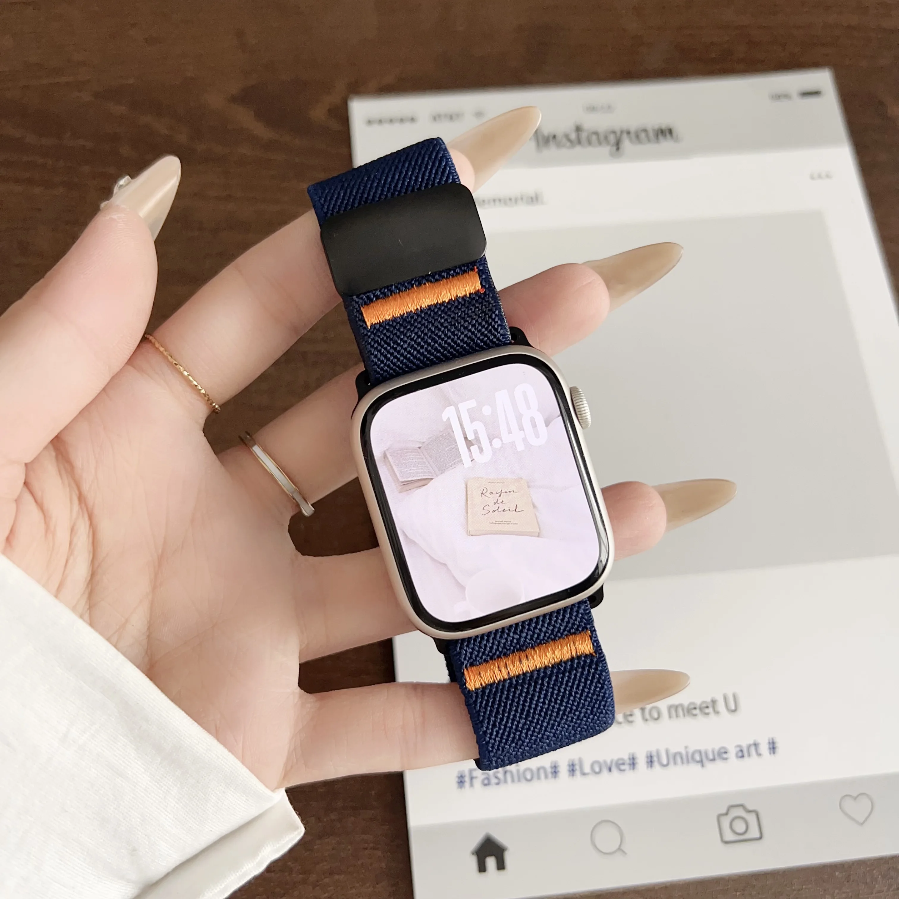 New Magnetic elastic force nylon For Apple Watch band S10/9/8/7/6/5/4/ 38mm 40mm 41mm 42mm 44mm 45mm 46mm 49mm Strap