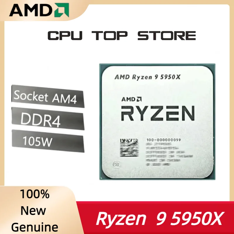 AMD R9 5950X Ryzen 9 5950X 16 núcleos 3.4 GHz Socket AM4 105W Socket AM4 pero sin enfriador