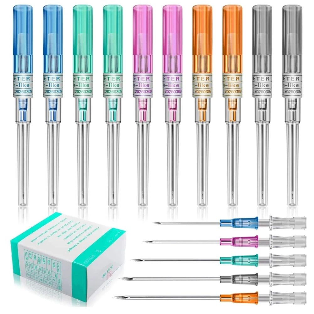 

14G-22G Catheter Needles Set Sterile IV Hollow Cannula for Nose Lip Ear, Beginner DIY Piercing Supplies with Soft Catheter