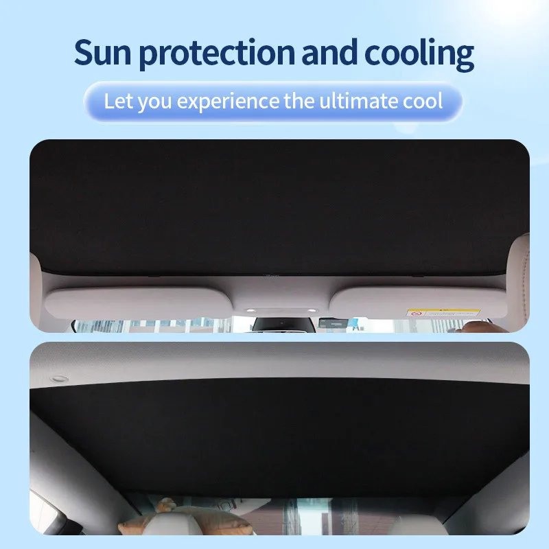 Sunshade Front Rear Skylight For Tesla Model 3 Y 2021-2024 Upgrade Ice Cloth Buckle Sun Shades Glass Roof