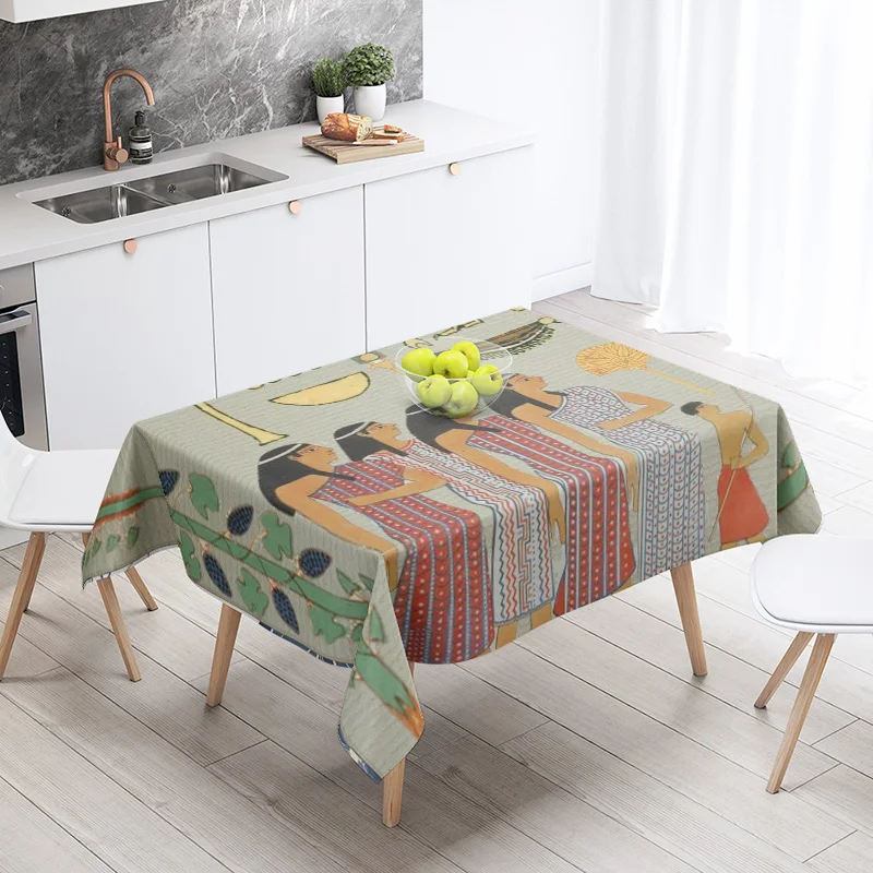 Home tablecloths dining decoration and rectangular table accessories waterproof cloth Anti-stain ancient Egypt pharaoh retro