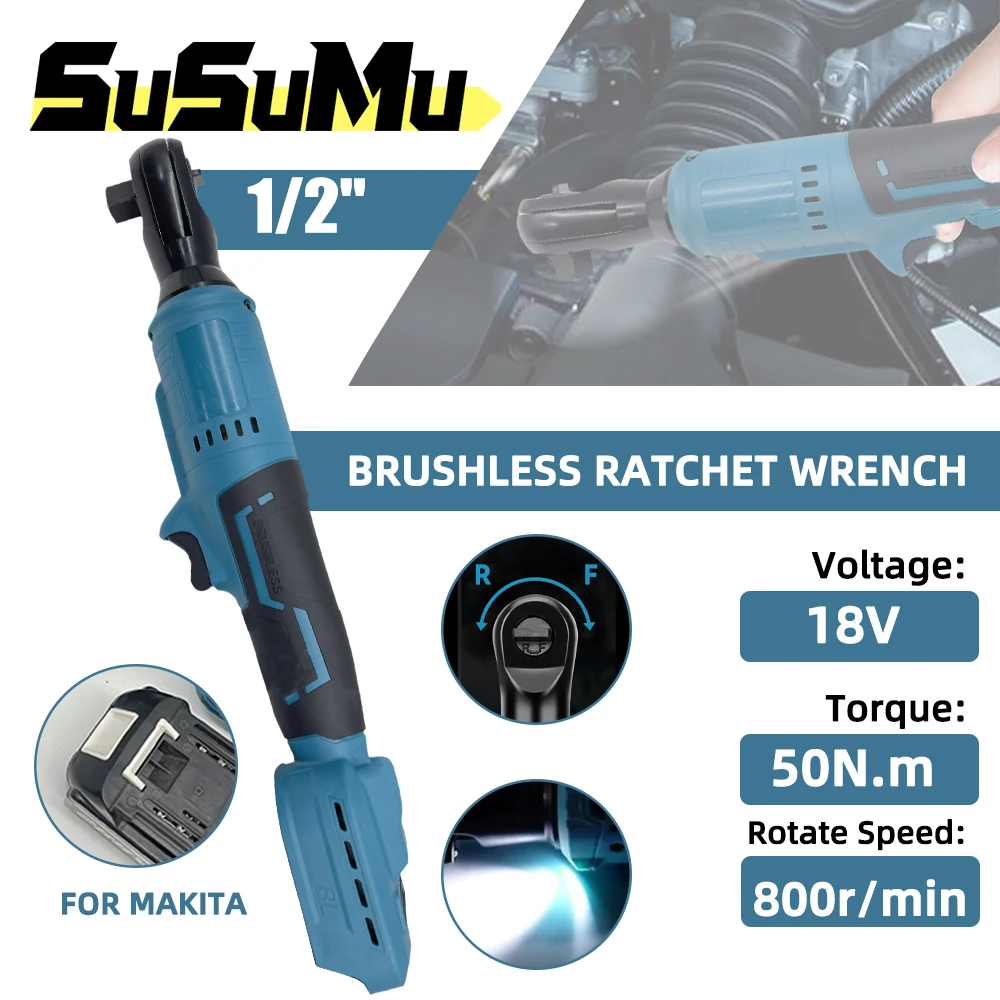 Brushless Electric Ratchet Wrench 50N.m Cordless Screwdriver Removal Screw Car Repair Tool for Makita 18V Battery Impact Wrench