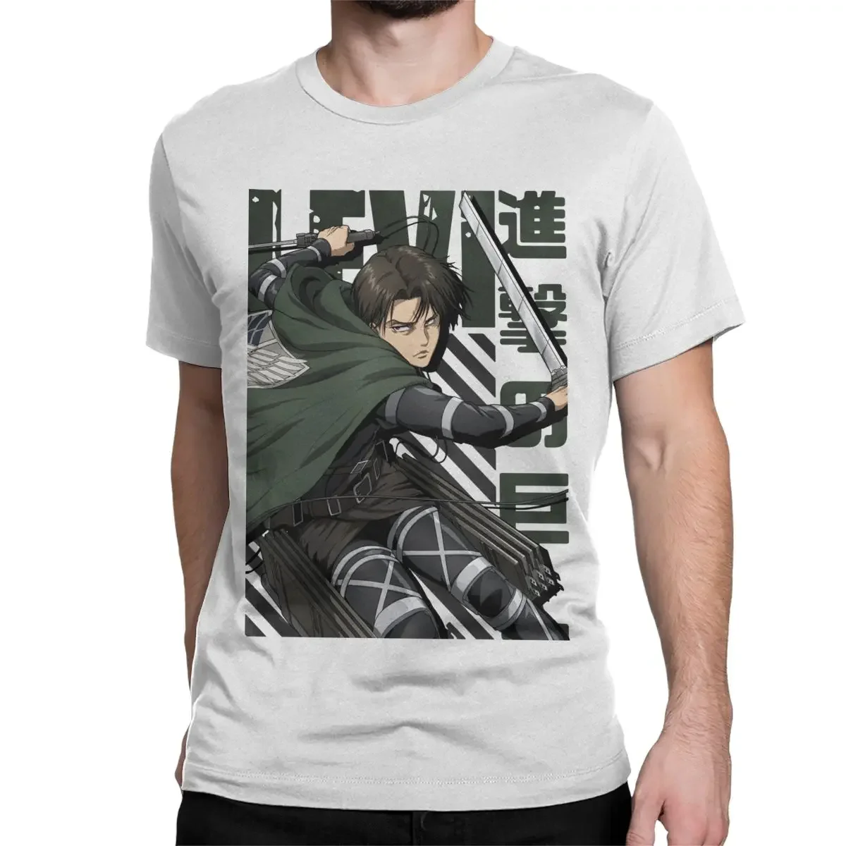 Humorous Levied Ackerman AOT T-Shirt Men Round Collar Pure Cotton Oversized Graphic T Shirts Anime Short Sleeve Tees Clothing