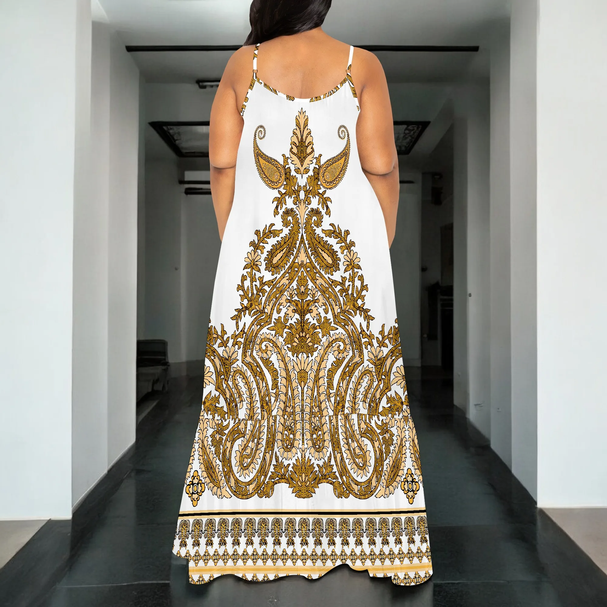 女性のセクシーなオフショルダーバックレスボディコンマキシドレスファッションプリントカジュアルパーティードレスポケット付きドレス