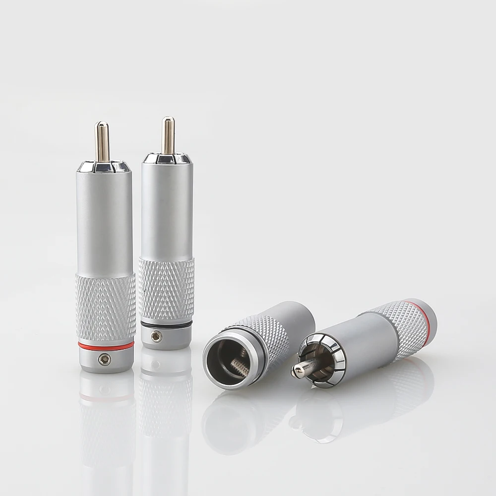 Ródio chapeado RCA macho Plug Jack, solda RCA, conector de áudio, Hi-End cabo analógico, Phono, Audiocrast, OR08