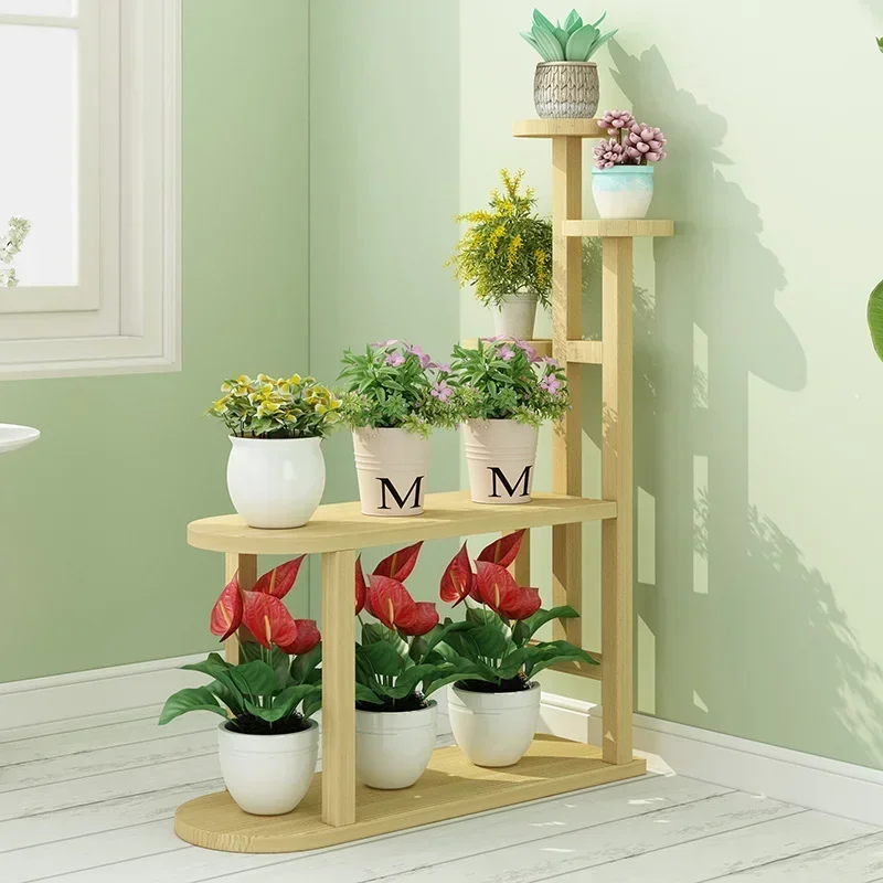 Solid Wood Plant StandIndoor Balcony Storage RackMulti-function Fish Tank Succulent ShelvesLiving Room Organizer New Arrivals