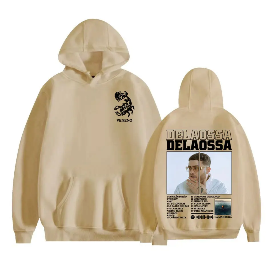 Rapper Delaossa Album Tour 2025 Merch Hoodie Pria Wanita Harajuku Hip Hop Musik Pop Kaus Kasual Nyaman Hoodie Besar