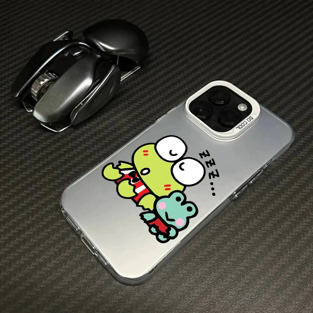 K-KEROKERO KEROPPI Phone Case For IPhone 16 15 14 13 12 11 Pro Max Plus Color Shockproof Back Silver Cover