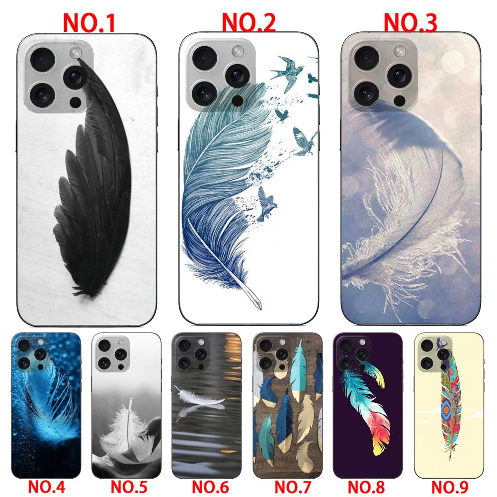 Beauty feather casing for iPhone 15 Pro 15 Pro Max 16 16 Plus 16 Pro 16 Pro Max