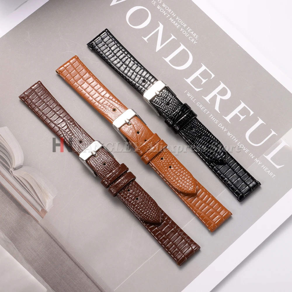8mm 10mm 12mm 14mm 16mm Vintage Lizard Pattern Leather Thin and Soft Watchband for Armani for Women Men Universal Watch Bracelet