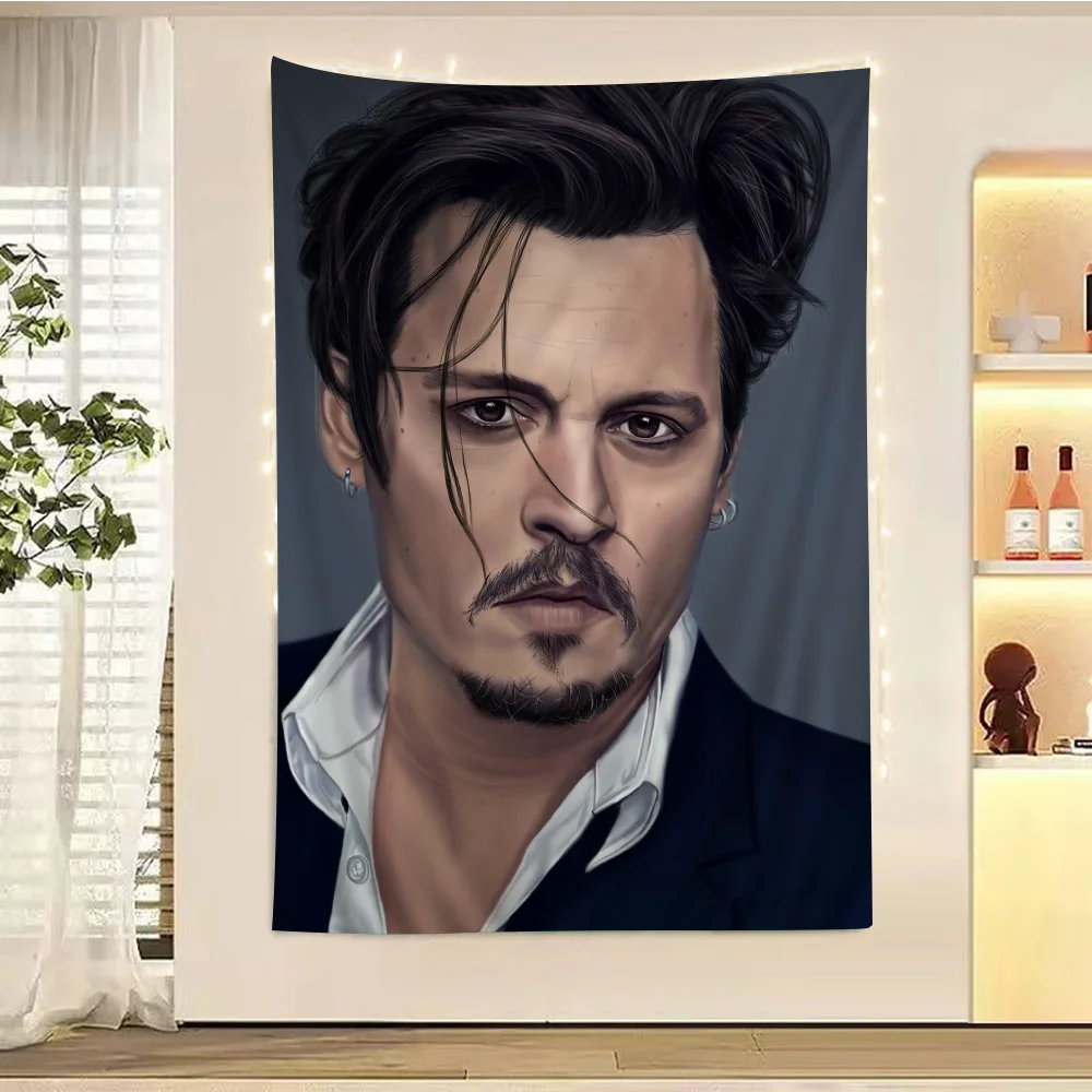 Jack Sparrow Actor Johnny Depp Colorful Tapestry Wall Hanging Home Decoration Hippie Bohemian Decoration Wall Art Decor